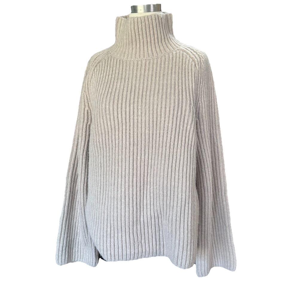 Ann Taylor Beige Heavy Knit Ribbed Mock Neck Tunic Sweater NEW Size Medium - Picture 10 of 10